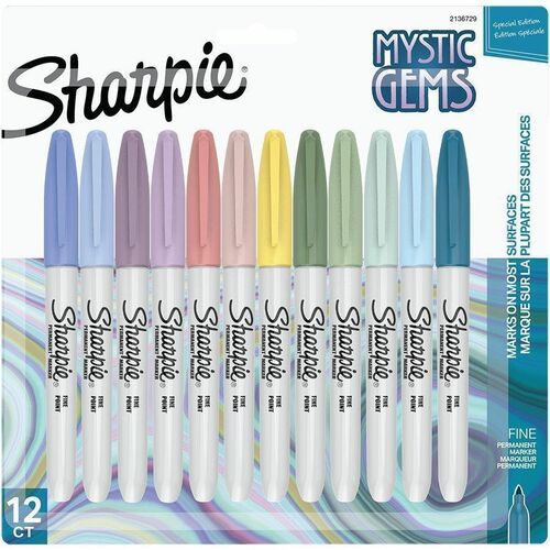 Sharpie Mystic Gems Permanent Markers - Fine Marker Point - Multi Ink - 12 / Pack