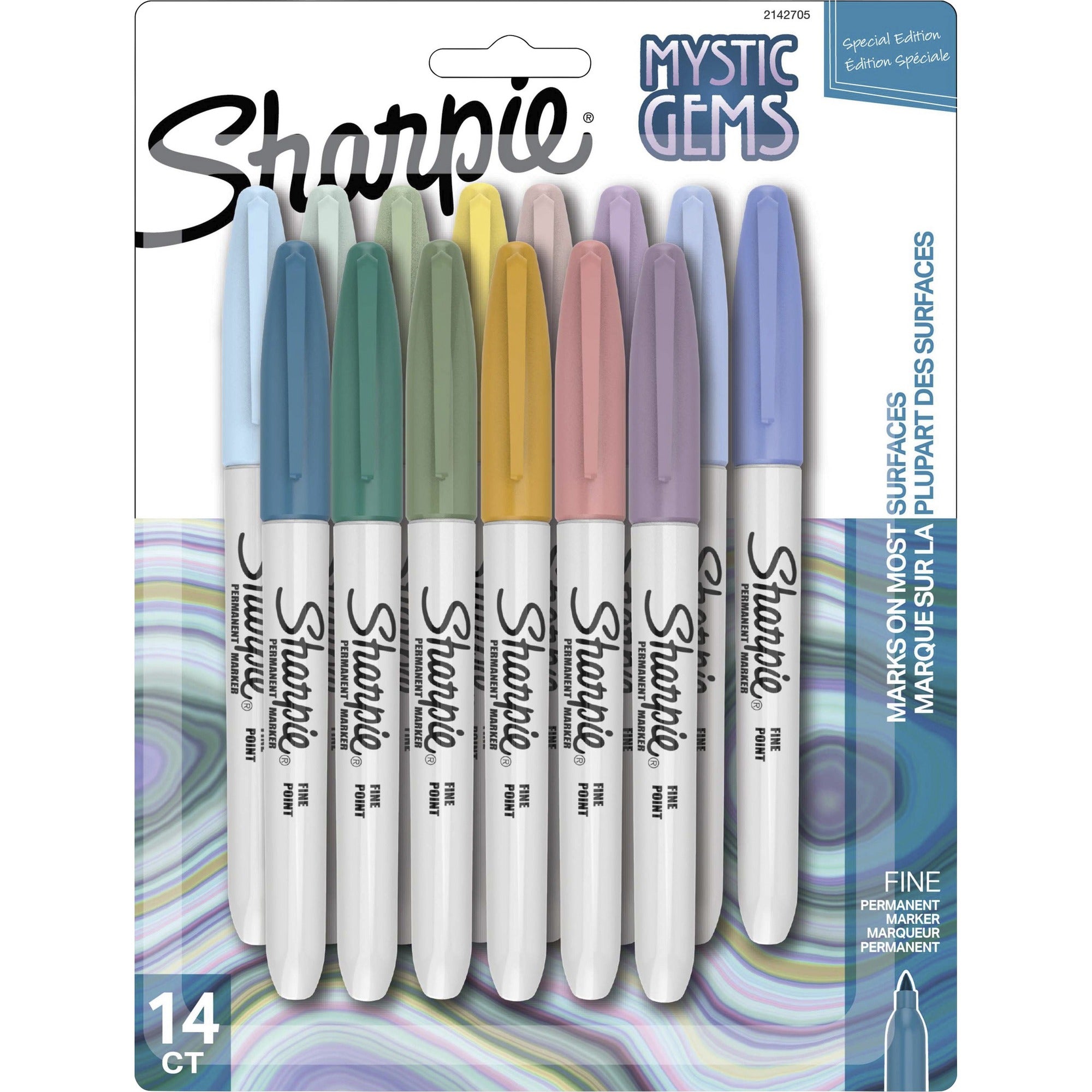 Sharpie Mystic Gems Permanent Markers - Fine Marker Point - Multi Ink - 14 / Pack