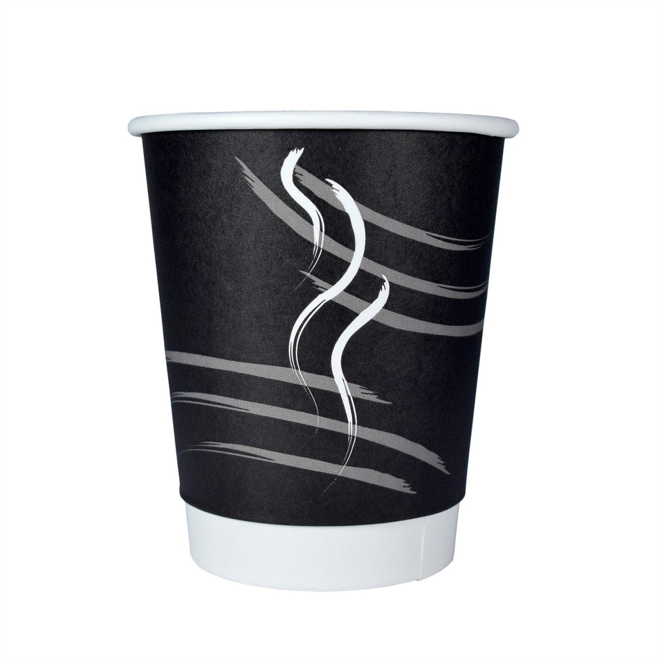 RDI 9 oz Double Wall Hot Paper Cups - 9 fl oz - Black - Paper - Hot Drink, Beverage, Coffee, Hot Chocolate, Tea - 900 / Carton