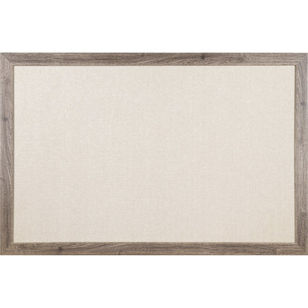 U Brands Linen Bulletin Board - 24x36 Tan Surface - Rustic Wood Frame - Boards