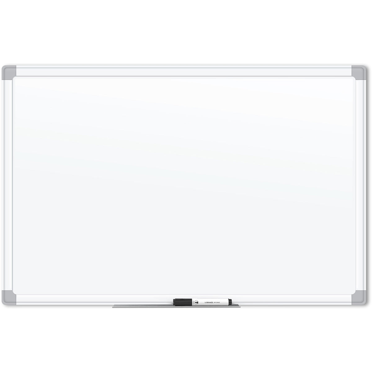 U Brands Magnetic Porcelain Steel Board - 48x36’’ White Surface Aluminum Frame - Dry Erase Boards