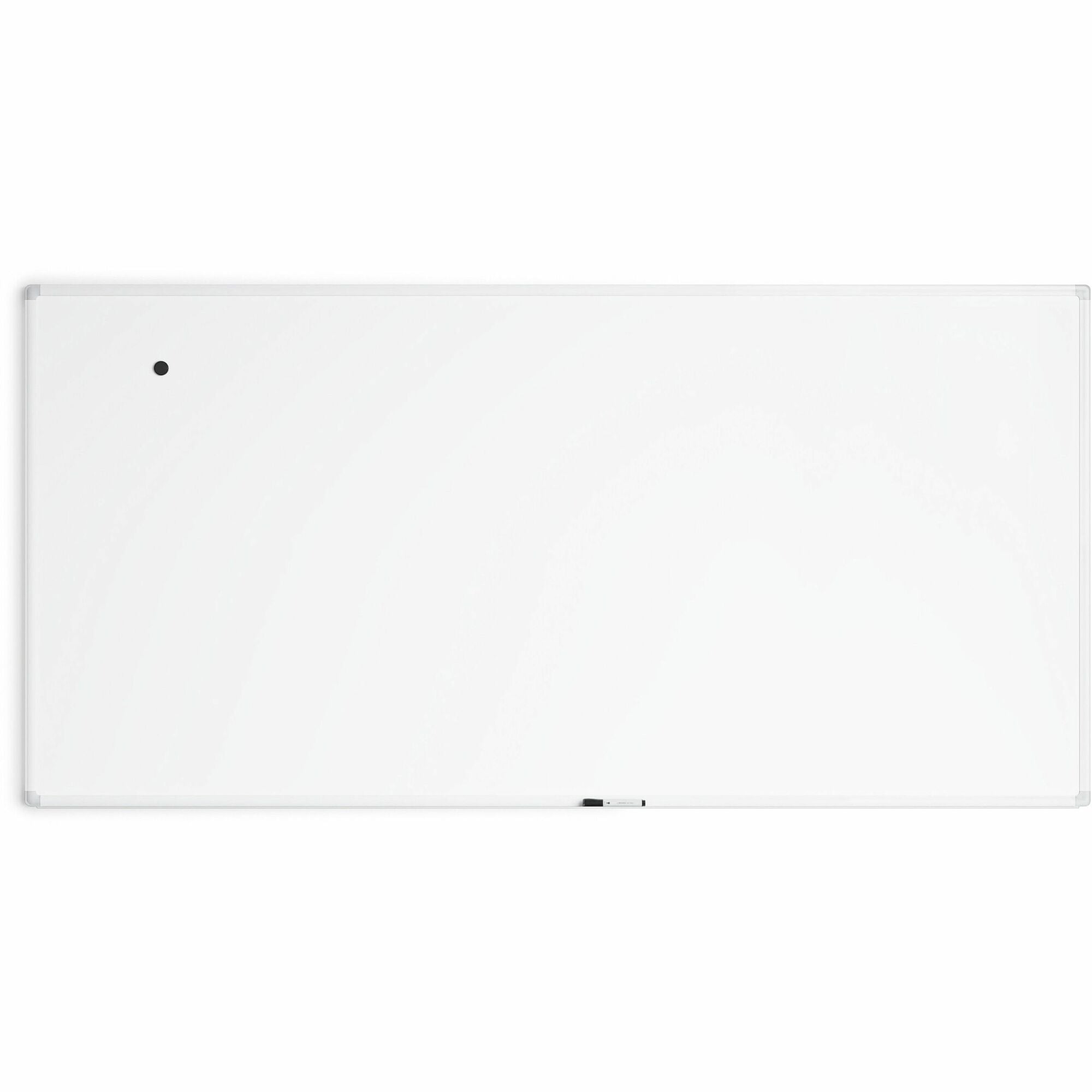 U Brands 96’’ Magnetic Porcelain Steel Board - White Surface Aluminum Frame - Dry Erase Boards