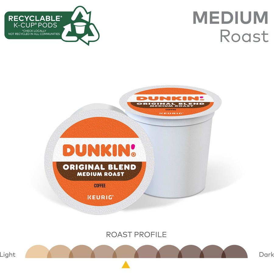 Dunkin'® K-Cup Original Blend Coffee - Compatible with Keurig Brewer - Medium - K-Cup - Original Blend - 22 / Box