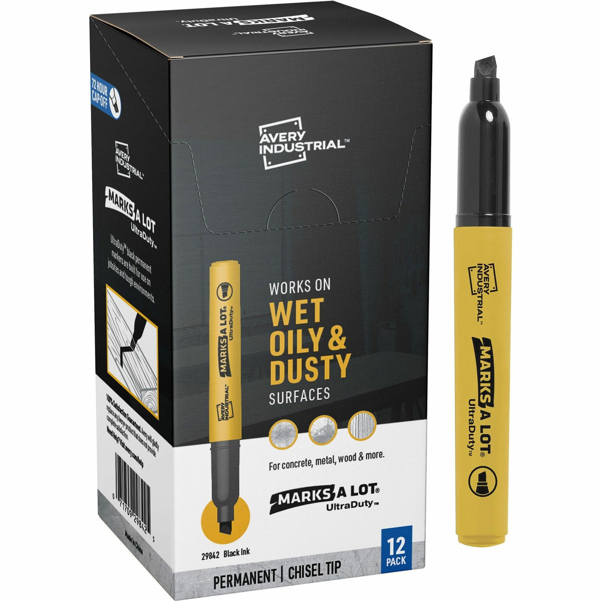 Avery®Marks A Lot Ultra Duty Marks-A-Lot Permanent Markers - 0.5 mm Chisel Marker Point - Black Ink - 12 / Pack