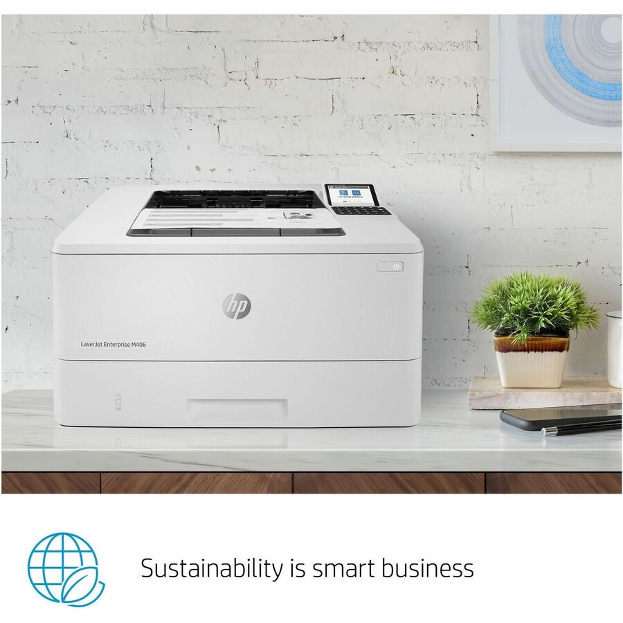 HP LaserJet Enterprise M406dn Desktop Laser Printer - Monochrome - Alternate-Image2
