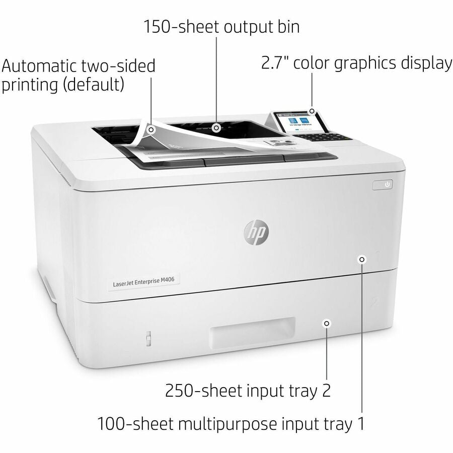 HP LaserJet Enterprise M406dn Desktop Laser Printer - Monochrome - Alternate-Image8