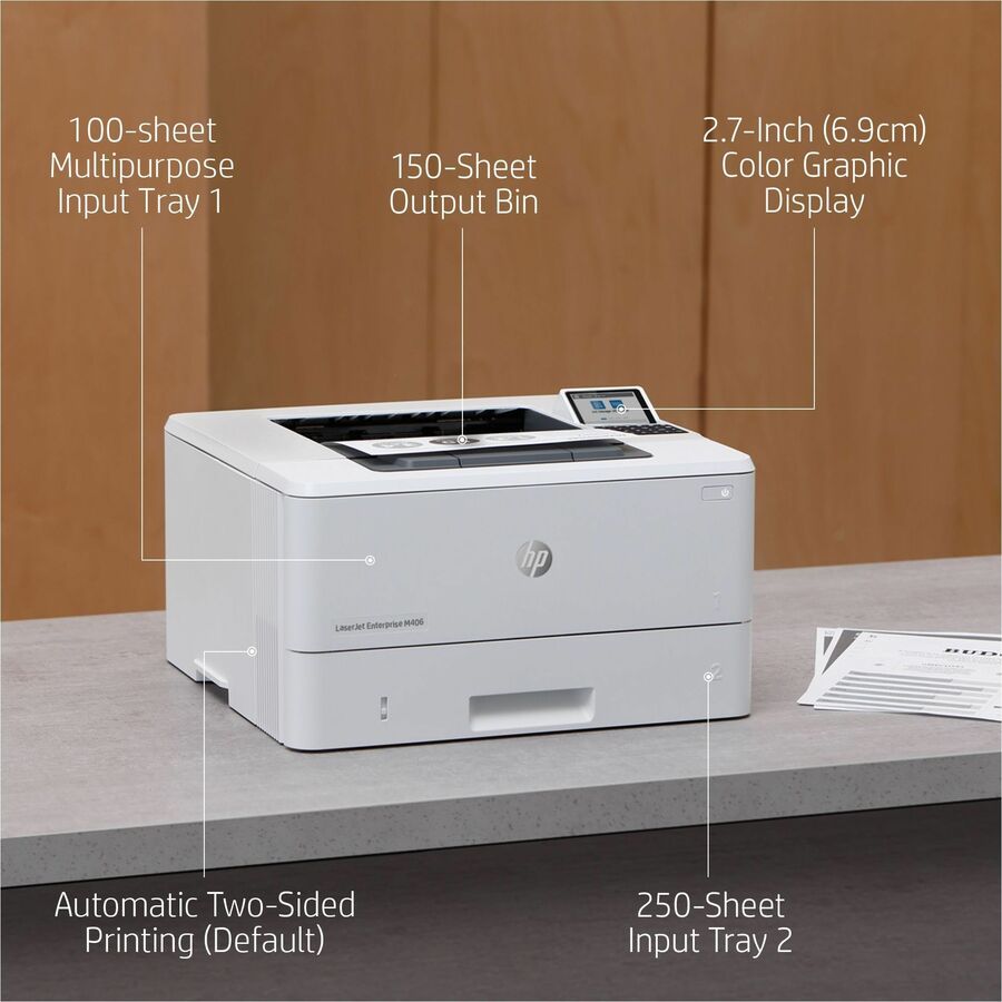 HP LaserJet Enterprise M406dn Desktop Laser Printer - Monochrome - Alternate-Image17