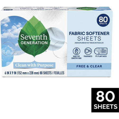 Seventh Generation Fabric Softener Sheets - Bio-based Hypoallergenic Fragrance-free - Laundry Cleaning & Supplies