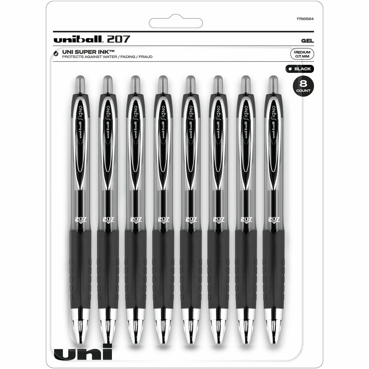 Uniball™ 207 Gel Pen: 0.7mm Medium Point Refillable Retractable - Black Ink - Pens