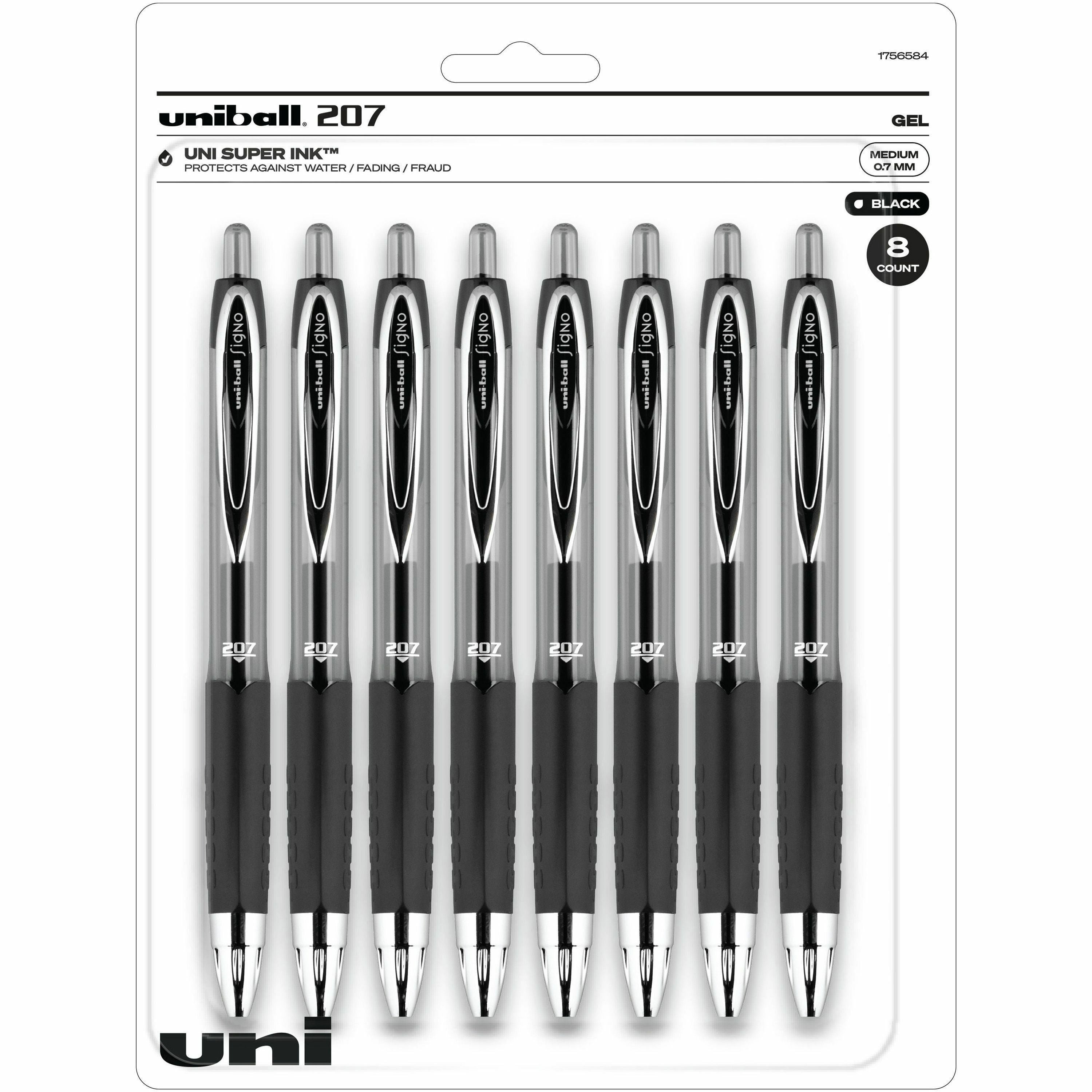 Uniball™ 207 Gel Pen: 0.7mm Medium Point Refillable Retractable - Black Ink - Pens