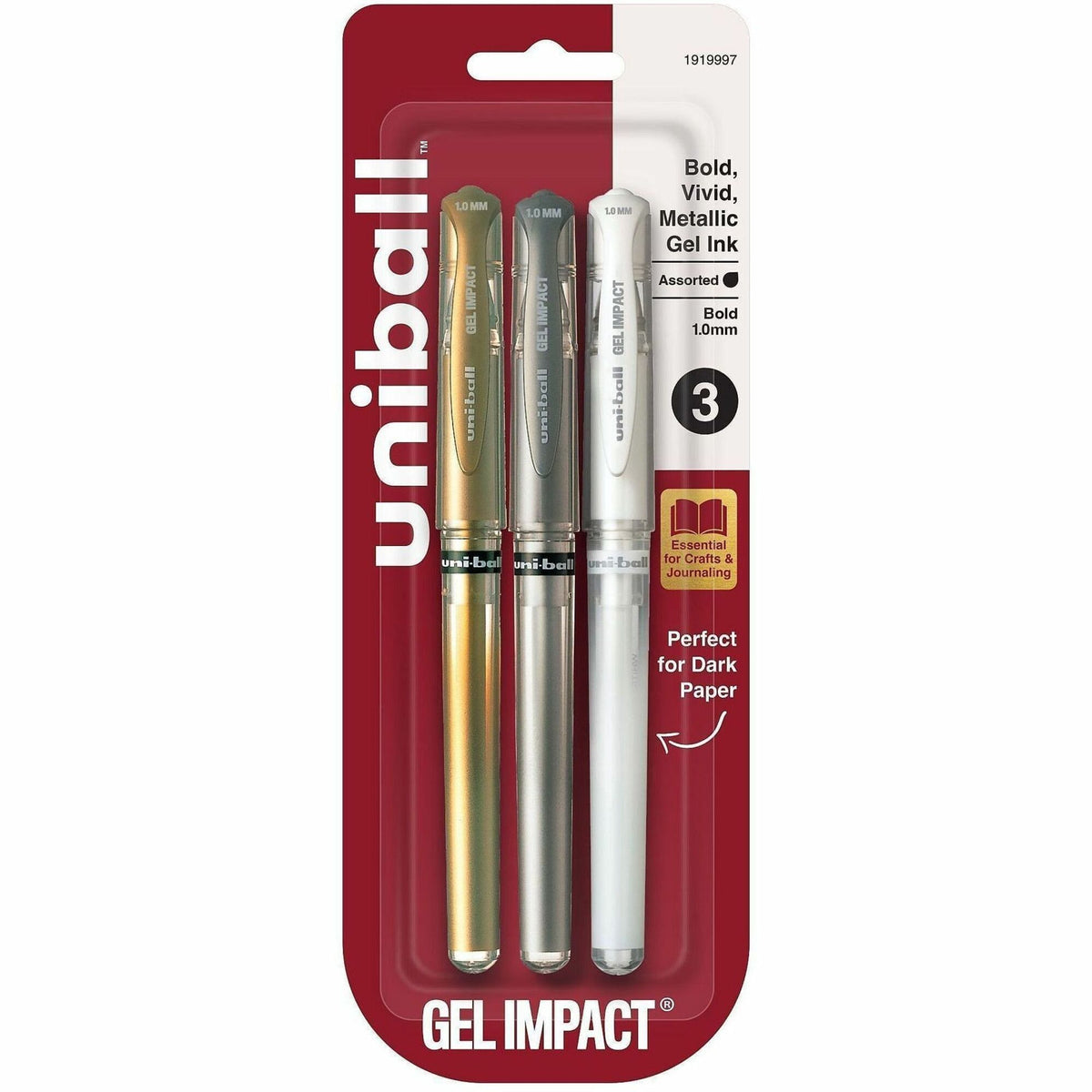 uni-ball Signo Gel Impact Pens: Bold 1mm Point Multi Ink Gel-based - 3 Pack - Pens