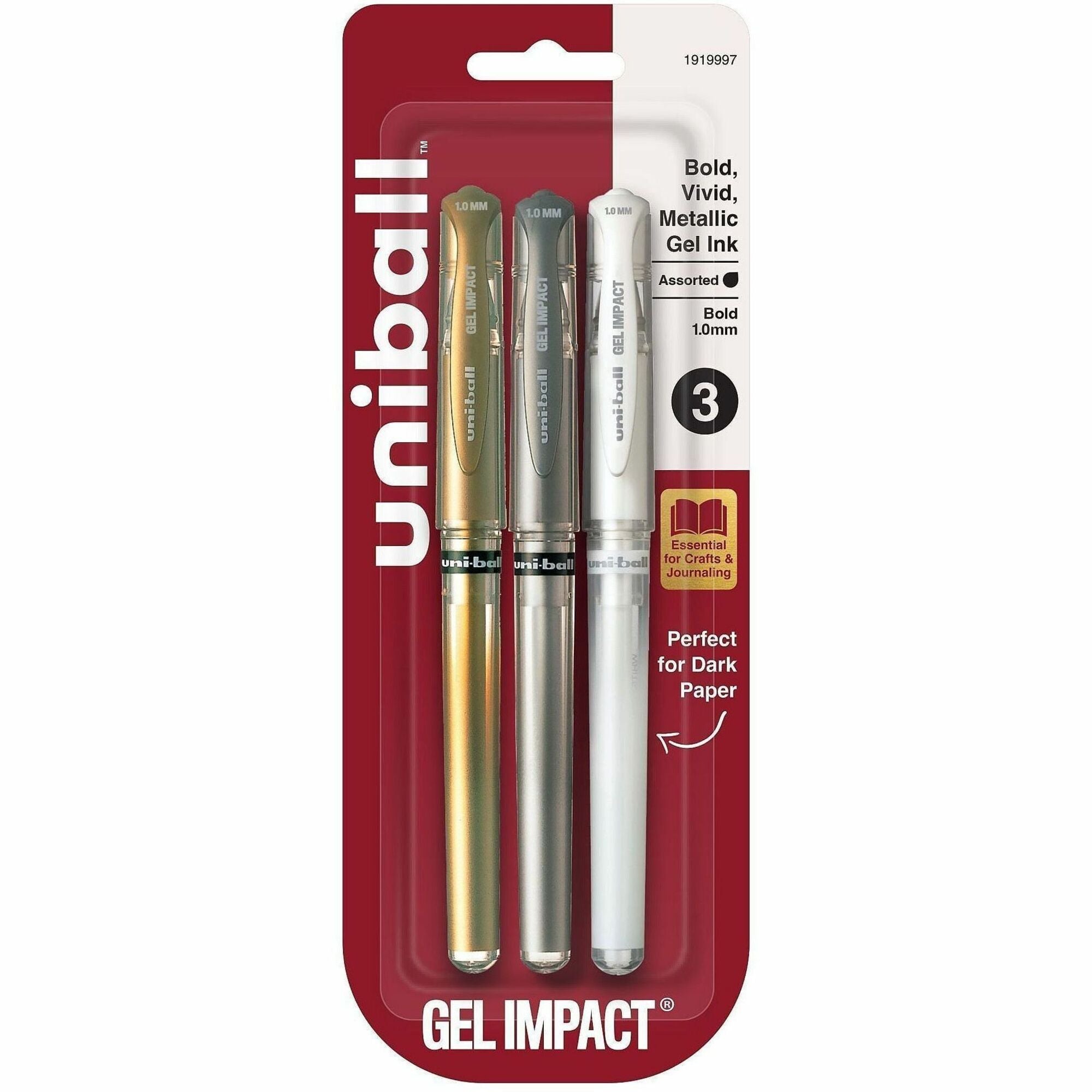 uni-ball Signo Gel Impact Pens: Bold 1mm Point Multi Ink Gel-based - 3 Pack - Pens