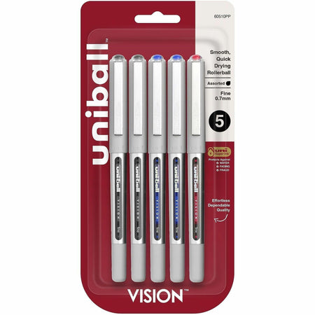 uniball™ Vision Rollerball Pen - Fine Point 0.7mm - Assorted Ink Colors - 5 Pack - Pens