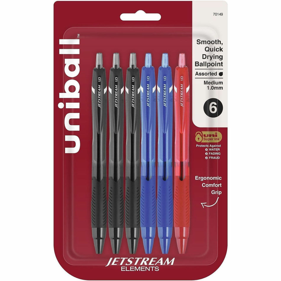 uniball&#8482; Jetstream Elements Ballpoint Pen - 1 mm Medium Pen Point - Multi Ink - 6 / Pack