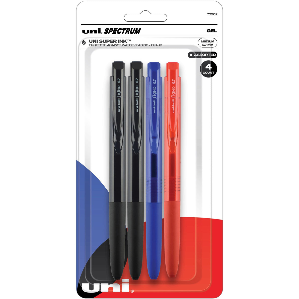 uniball&#8482; Spectrum Gel Pen - 0.7 mm Medium Pen Point - Multi Ink - Gel-based - 4 / Pack