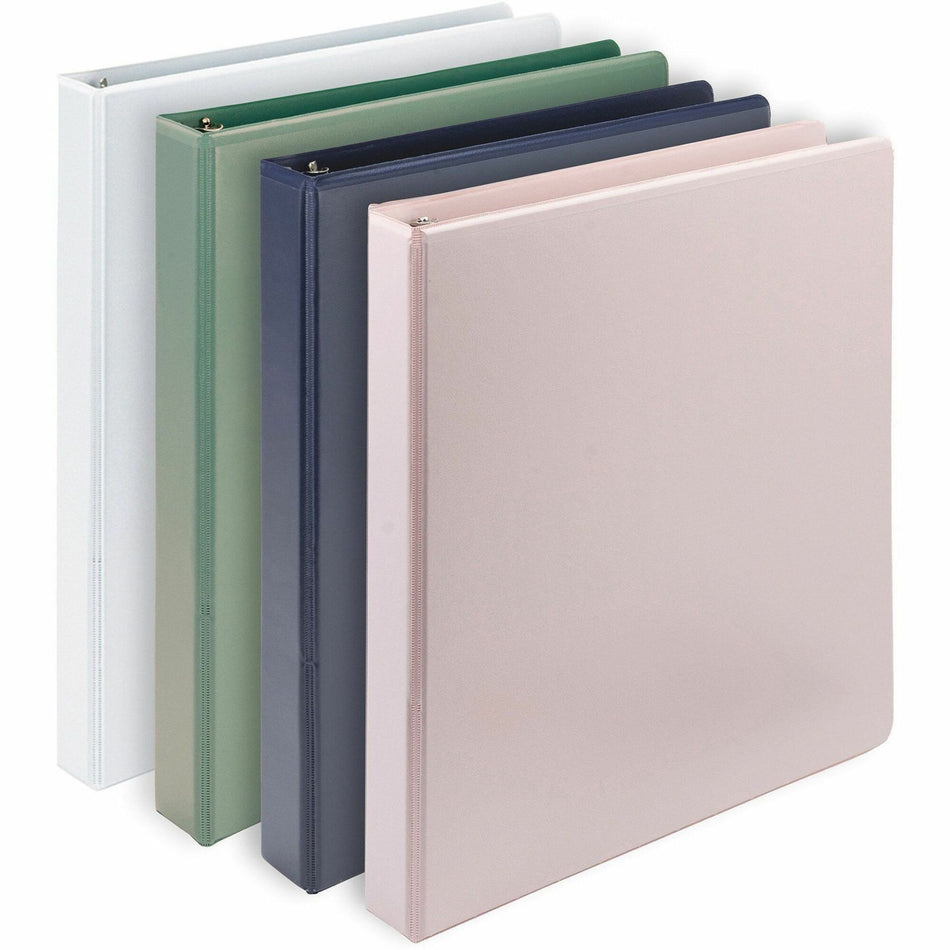 Samsill Eco-Conscious View Binder - 1" Binder Capacity - Letter - 8 1/2" x 11" Sheet Size - Fastener(s): D-Ring - Pocket(s): 2, Internal - Polypropylene, Fiberboard - Indigo, Sage, White, Riose - Clear Overlay, Non-glare - 4 / Pack