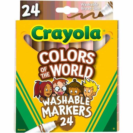Crayola Colors Of The World Marker - Broad Conical Marker Point - Washable - Deepest Almond, Medium Golden, Light Rose Ink - 24 / Pack