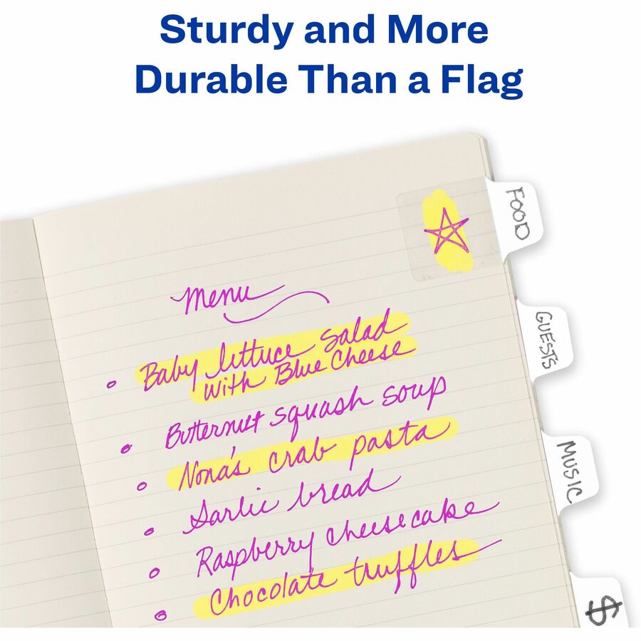 Avery® Ultra Tabs Mini Tabs - Clear Film, White Paper - 40 Pack