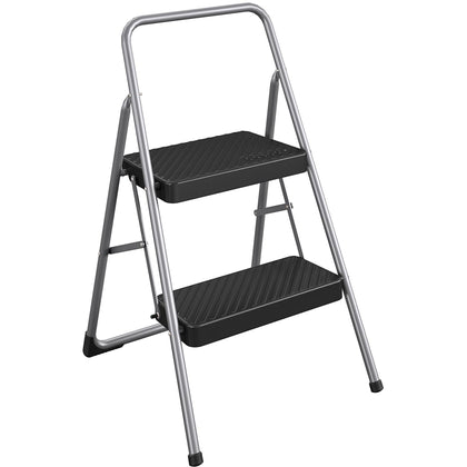 Cosco 2-Step Folding Step Stool - 200 lb Capacity - Gray - Ladders & Stools