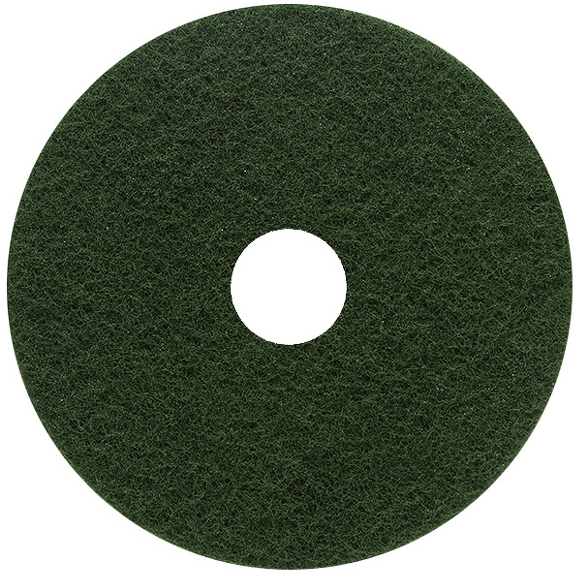 Genuine Joe Scrubbing Floor Pad - 18" Diameter - Scrubbing - 175 rpm to 800 rpm Speed Supported - Heavy Duty, Long Lasting - Fiber - Green - 5 / Carton