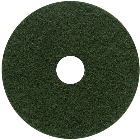 Genuine Joe Scrubbing Floor Pad - 18" Diameter - Scrubbing - 175 rpm to 800 rpm Speed Supported - Heavy Duty, Long Lasting - Fiber - Green - 5 / Carton