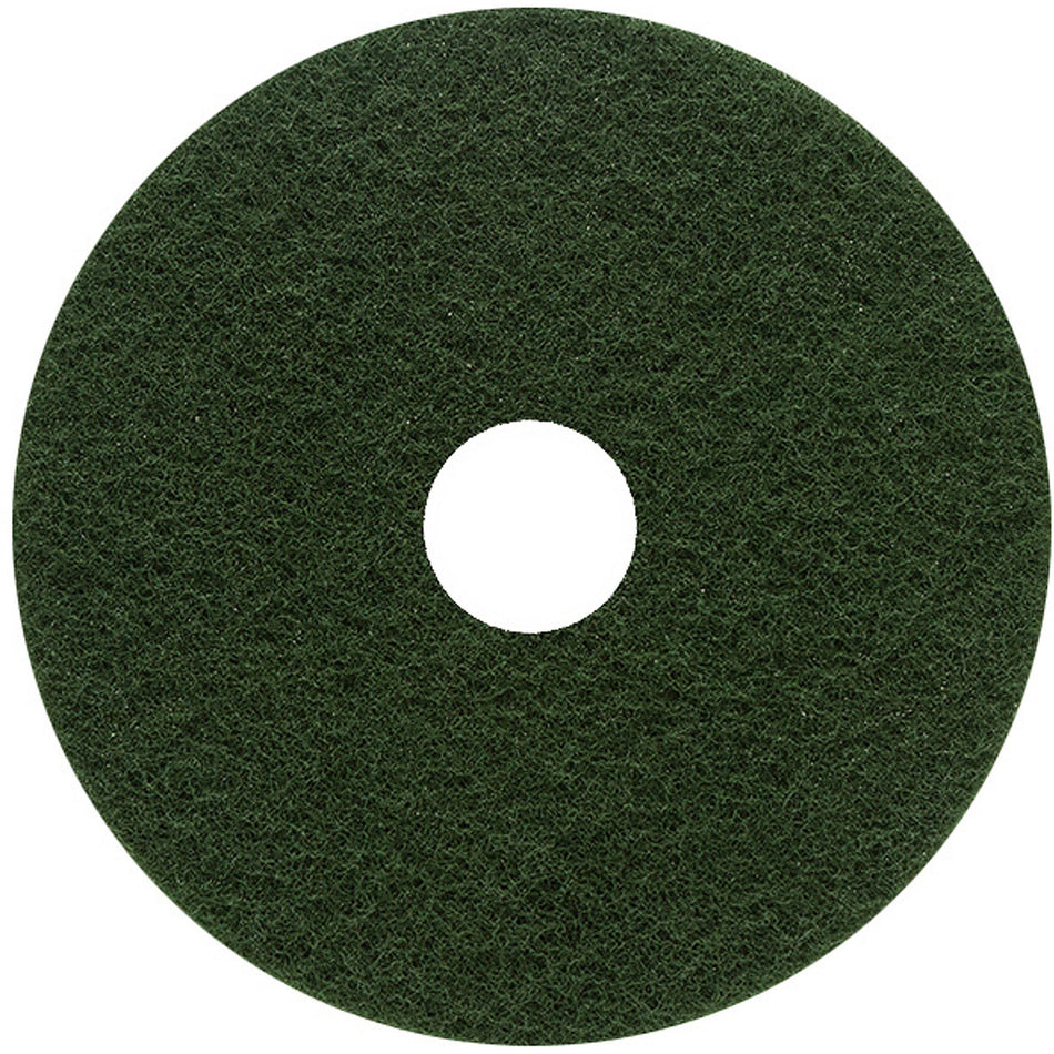 Genuine Joe Scrubbing Floor Pad - 18" Diameter - Scrubbing - 175 rpm to 800 rpm Speed Supported - Heavy Duty, Long Lasting - Fiber - Green - 5 / Carton