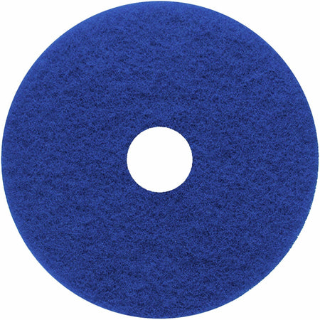 Genuine Joe Floor Cleaner Pad - Round - 16" Diameter - Scrubbing, Cleaning - 350 rpm to 800 rpm Speed Supported - Resilient, Flexible - Blue - 5 / Carton