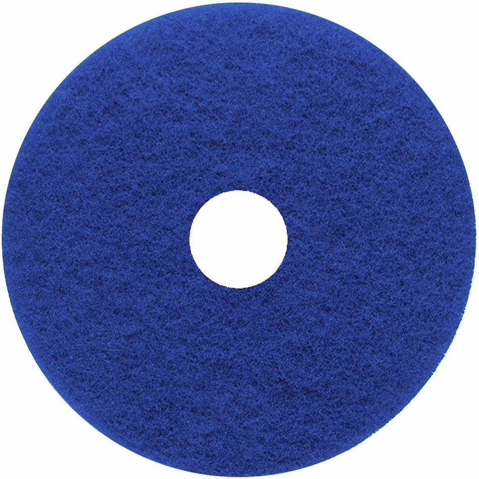 Genuine Joe Floor Cleaner Pad - Round - 17" Diameter - Cleaning, Scrubbing - 350 rpm to 800 rpm Speed Supported - Resilient, Flexible - Blue - 5 / Carton