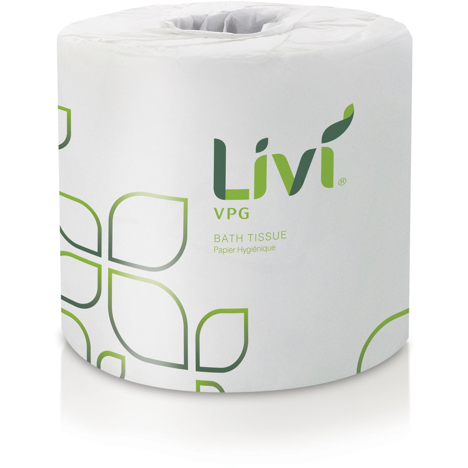 Livi VPG Bath Tissue - 2 Ply - 400 Sheets/Roll - Leaf Emboss Pattern - White - Fiber - 96 Rolls Per CartonCarton - 96 / Carton