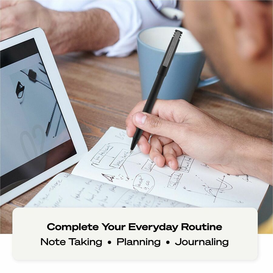 uniball&#8482; Roller Rollerball Pen - 0.5 mm Micro Pen Point - Black Ink - Liquid - Black Barrel - 36 / Pack