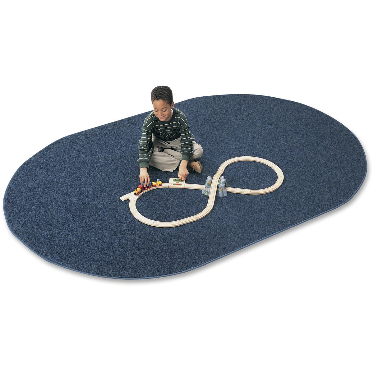Carpets for Kids®  Solid Color Mt. St. Helens Carpet Rug - Floor Rug - 90" Length x 12 ft Width - Oval - Blueberry - Nylon, Yarn