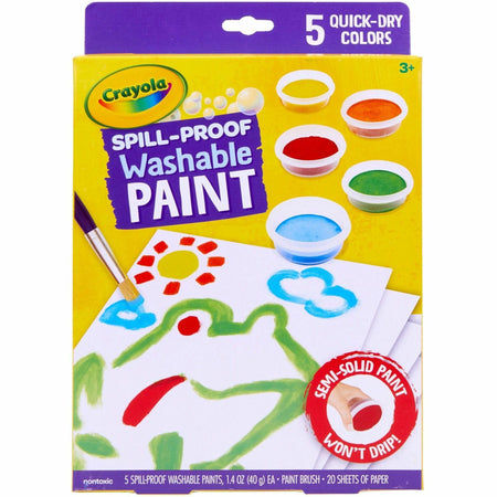 Crayola Spill Proof Washable Paint Set - 5 Color(s) - Washable - 1 Kit