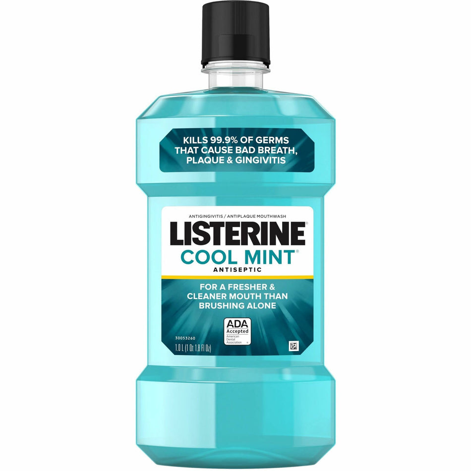 LISTERINE® Cool Mint Antiseptic Mouthwash - For Bad Breath, Cleaning - Cool Mint - 1.06 quart - 1 Each