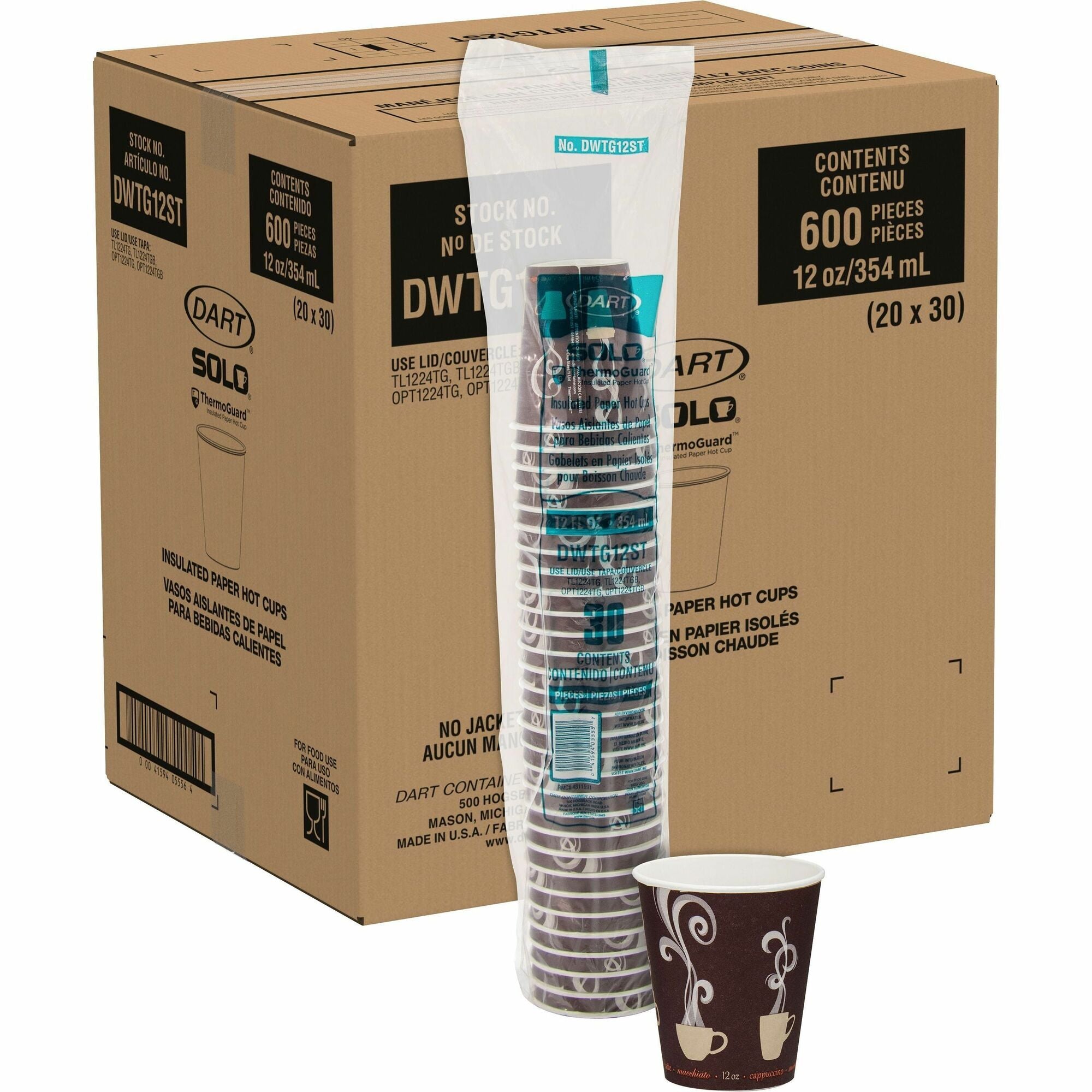Solo ThermoGuard 12 oz Hot Cups - Double Walled Paper - Drink