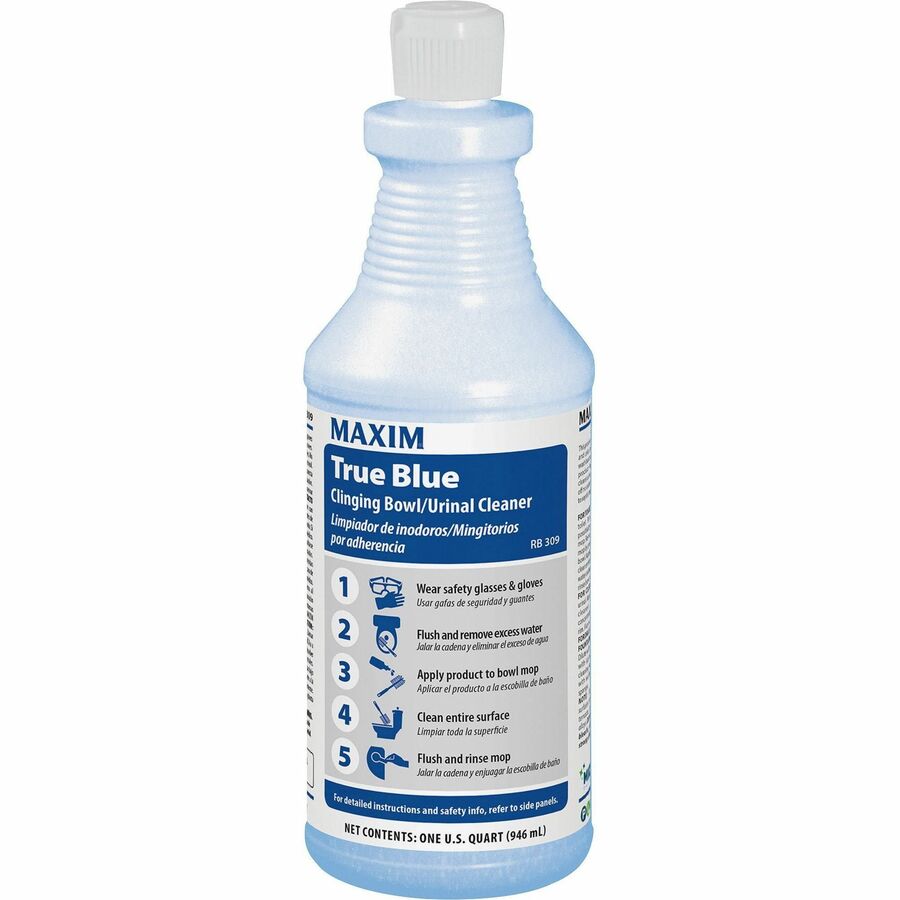 Midlab True Blue Clinging Bowl Cleaner - Ready-To-Use - 32 fl oz (1 quart) - Mint Scent - 12 / Carton - Scrub-free, Fume-free - Dark Blue