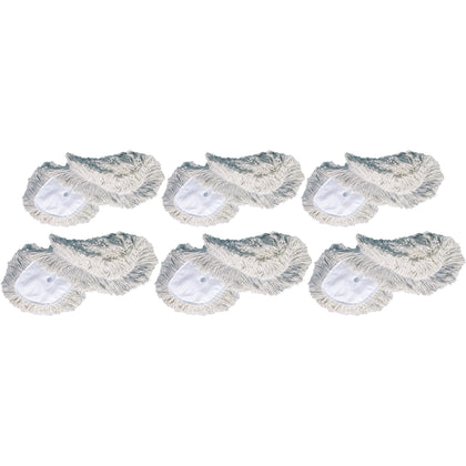 Genuine Joe Dust Mop Head Refill - High-Quality Cotton Yarn - White - 6/Carton - Mops & Refills