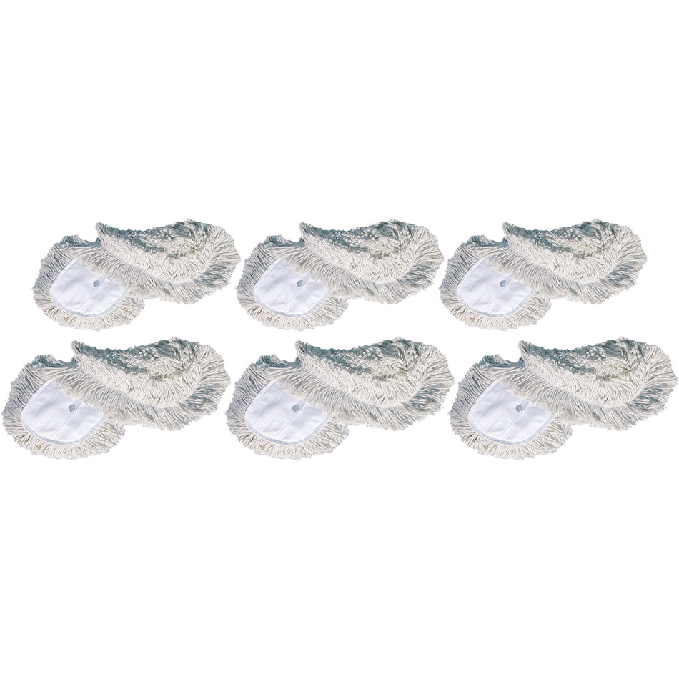 Genuine Joe Dust Mop Head Refill - 60" Width x 5" Depth - Yarn, Cotton, Synthetic - White - 6 / Carton