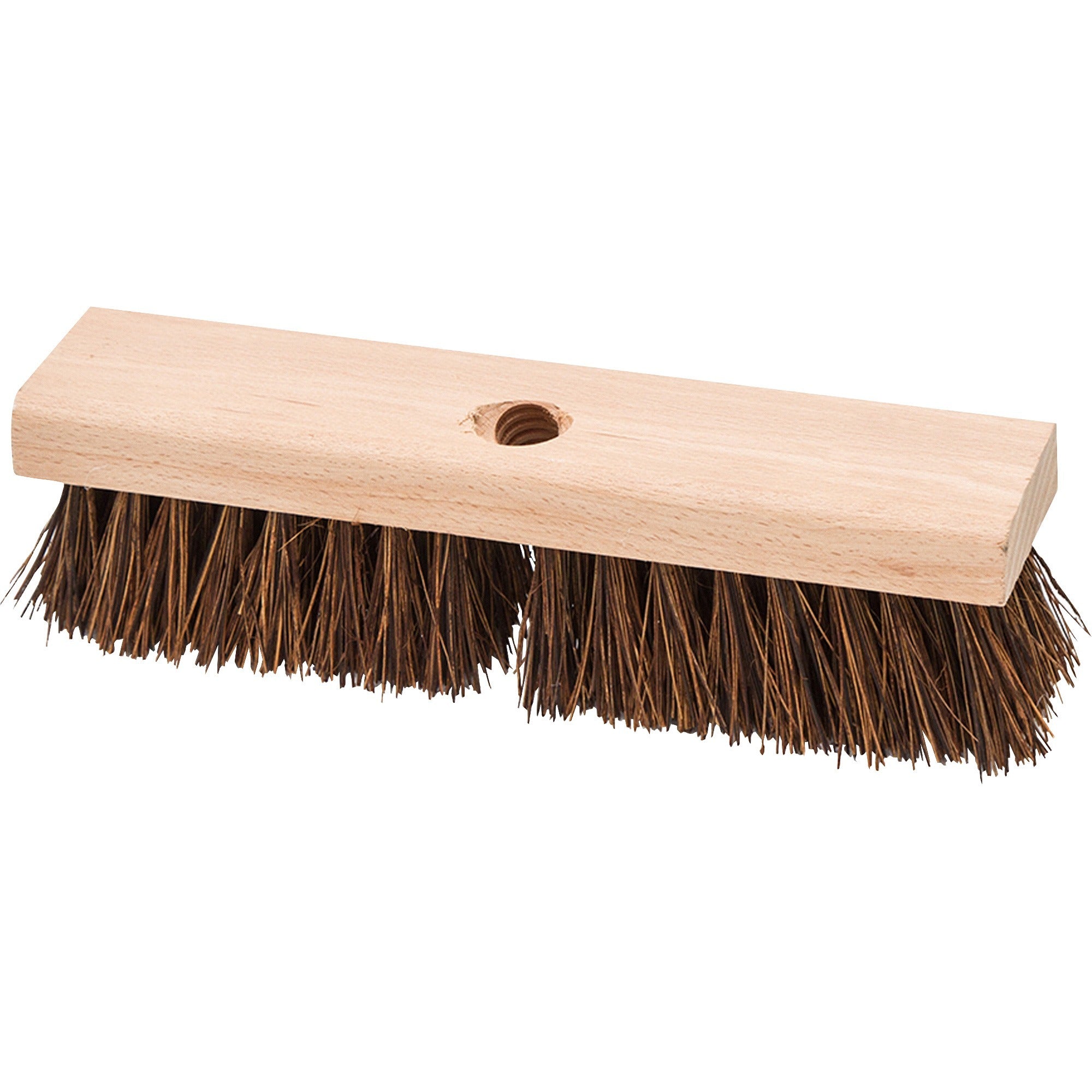 Genuine Joe Deck/Floor Brush - 2" Palmyra Bristle - 10" Handle Width - Hardwood Handle - Brown - 1 Each