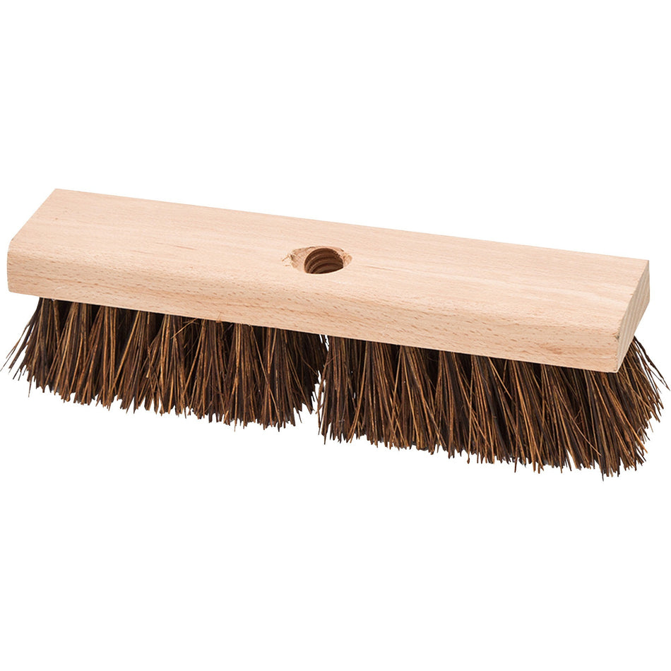 Genuine Joe Deck/Floor Brush - 2" Palmyra Bristle - 10" Handle Width - Hardwood Handle - Brown - 1 Each
