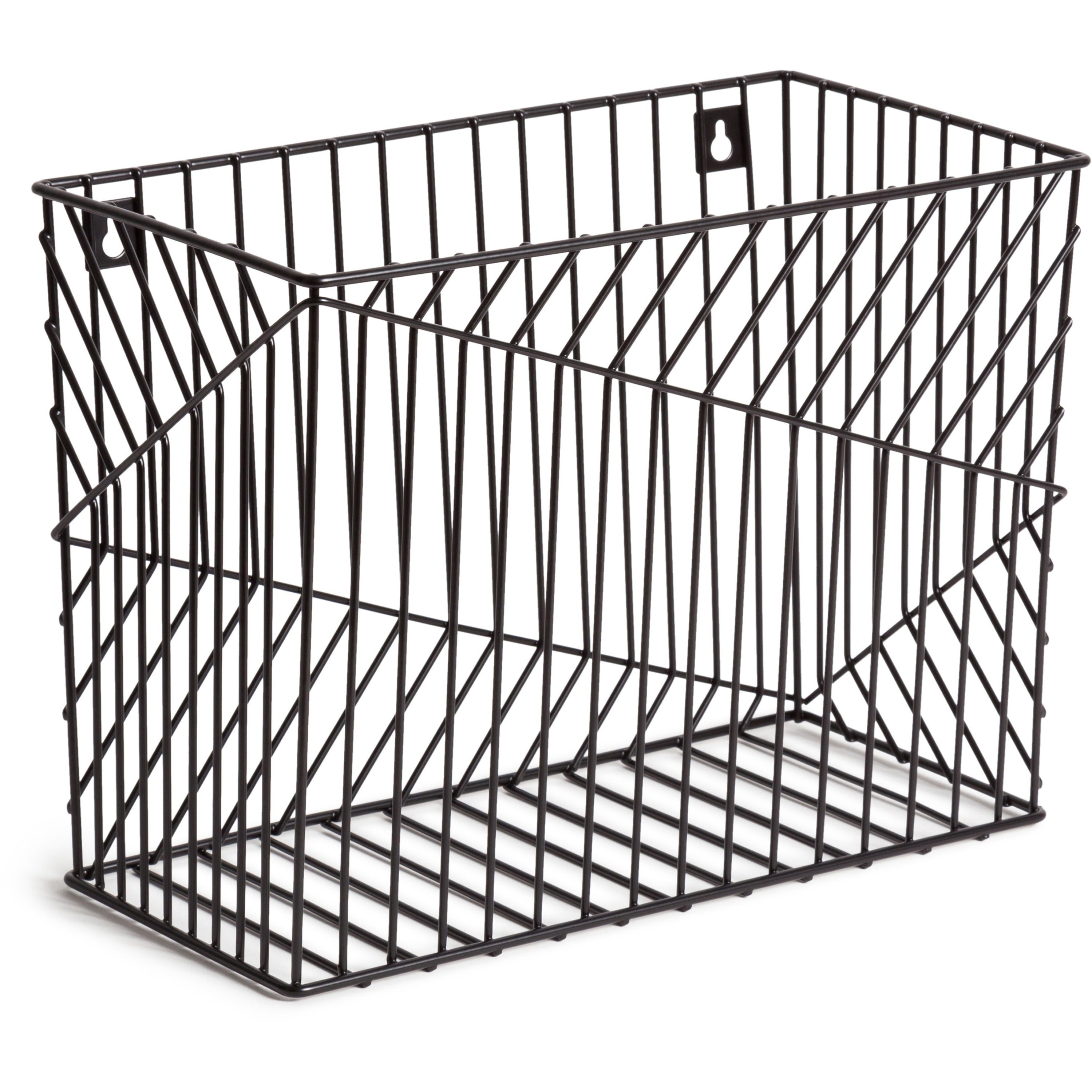 U Brands Vena Desk Organization Collection Hanging File Basket - 9.50" Height x 6.80" Width x 12.40" Length - Black - Metal - 1 Each