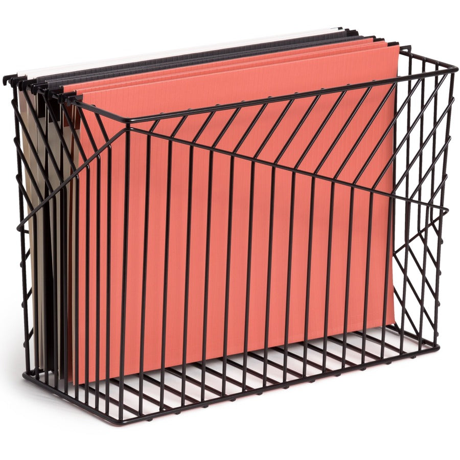U Brands Vena Desk Organization Collection Hanging File Basket - 9.50" Height x 6.80" Width x 12.40" Length - Black - Metal - 1 Each