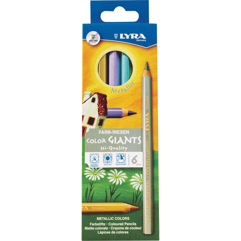 Lyra Color Giant Pencils - 6.3 mm Assorted Metallic Lead - 6 / Pack