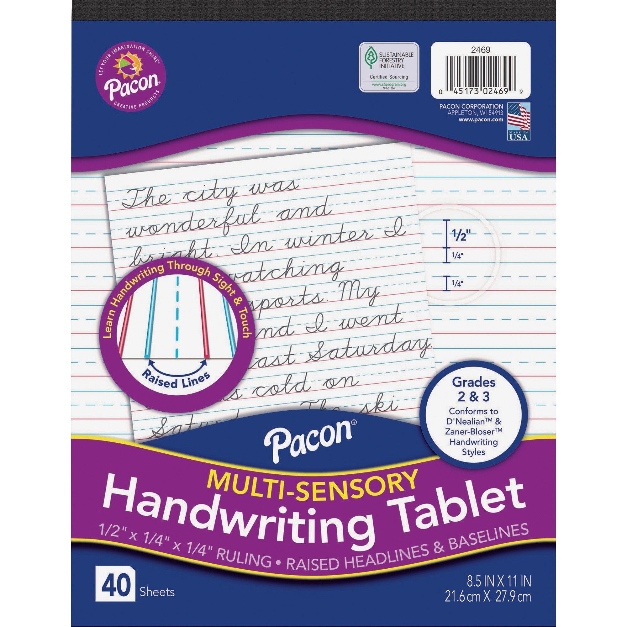 Pacon Multi-Sensory Ruled Handwriting Tablet - Student - White - 1 Each