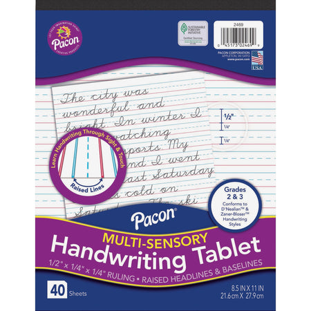 Pacon Multi-Sensory Ruled Handwriting Tablet - Student - White - 1 Each