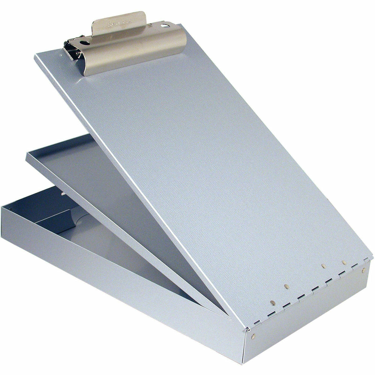 Saunders Cruiser Mate Form Holder with Storage - 1" Clip Capacity - Top Opening - 8 1/2" x 14" Sheet Size - Aluminum - Gray - 1 Each