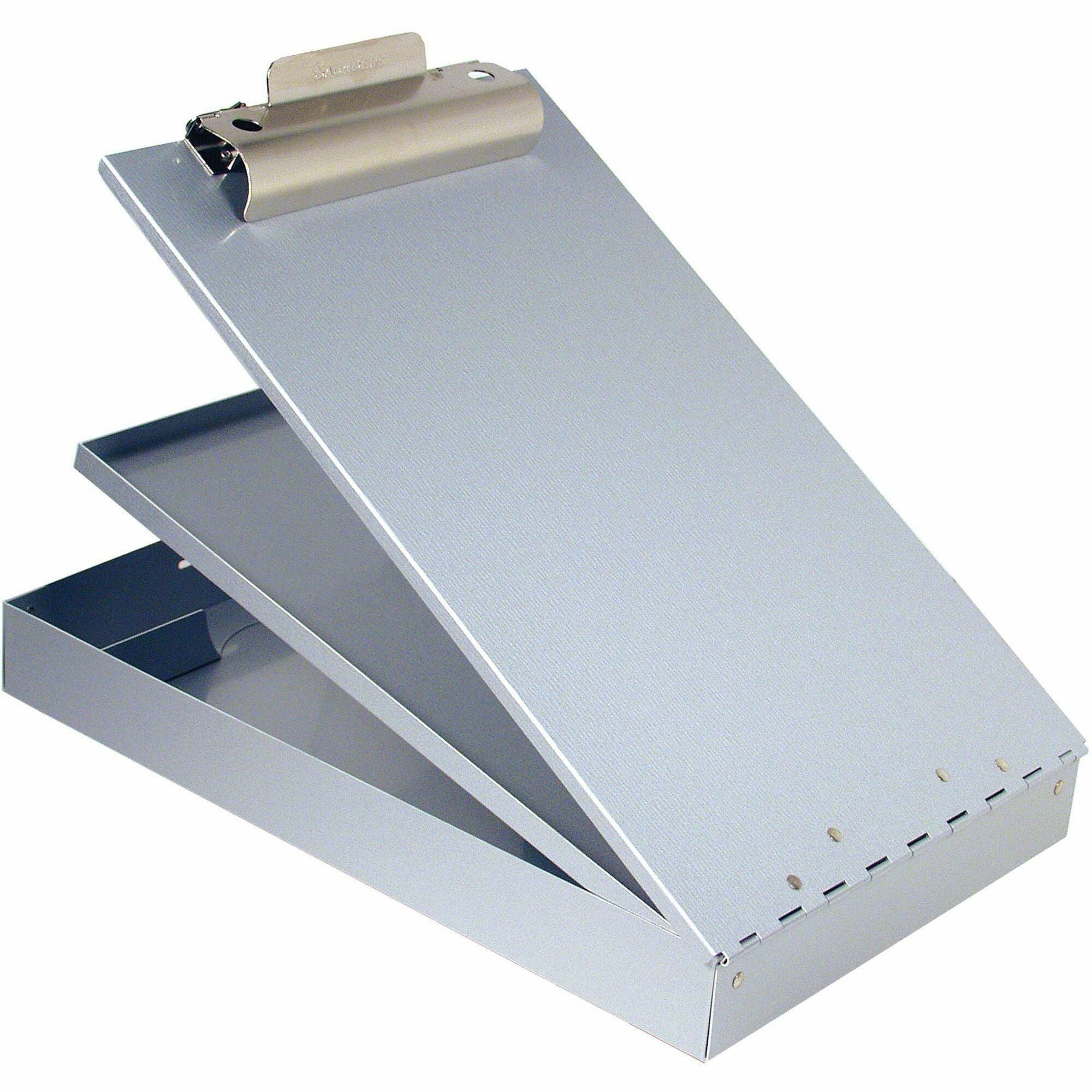 Saunders Cruiser Mate Form Holder with Storage - 1" Clip Capacity - Top Opening - 8 1/2" x 14" Sheet Size - Aluminum - Gray - 1 Each