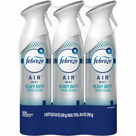 Febreze Air Freshener Spray - Spray - 8.8 fl oz (0.3 quart) - Crisp Clean - Odor Neutralizer, VOC-free, Heavy Duty - 3 / Pack