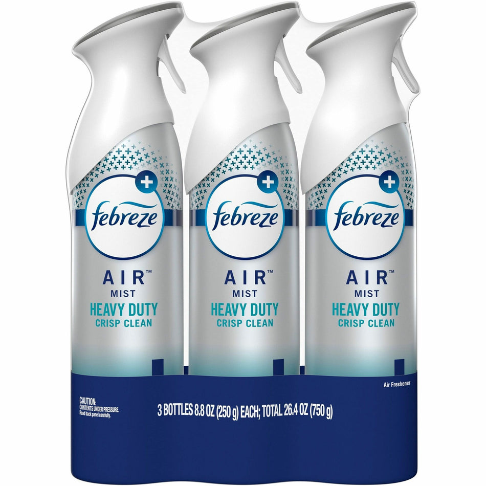 Febreze Air Freshener Spray - Spray - 8.8 fl oz (0.3 quart) - Crisp Clean - Odor Neutralizer, VOC-free, Heavy Duty - 3 / Pack