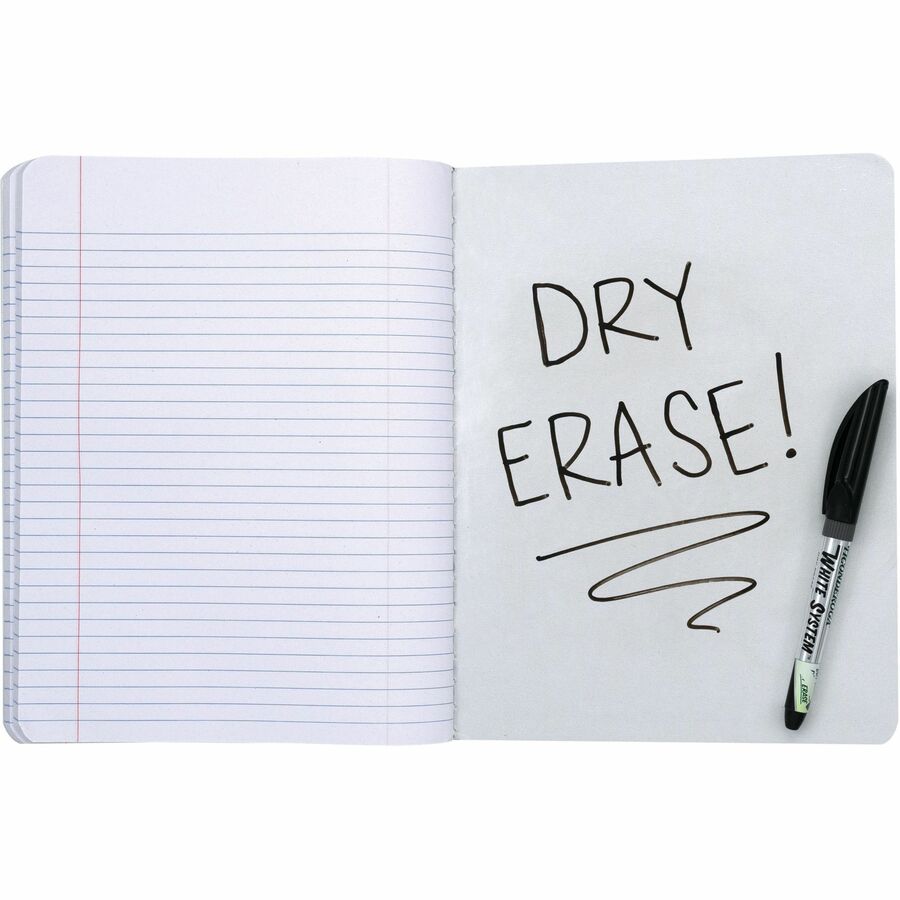 Pacon Marble Hard Cover Wide Rule Composition Book - 1 Subject(s) - 100 Sheets - 200 Pages - Wide Ruled Front Ruling - Red Margin - 9.75" Height x 7.5" Width x 0.4" Depth - Black Marble Cover - Recyclable, Hard Cover, Dry Erase Surface - 1 Each