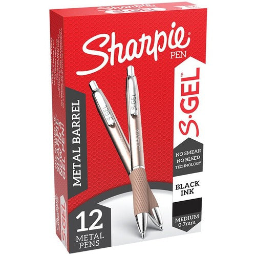 Sharpie S-Gel Pen - 0.7 mm Pen Point - Black Ink - Rose Gold Barrel - 1 Dozen